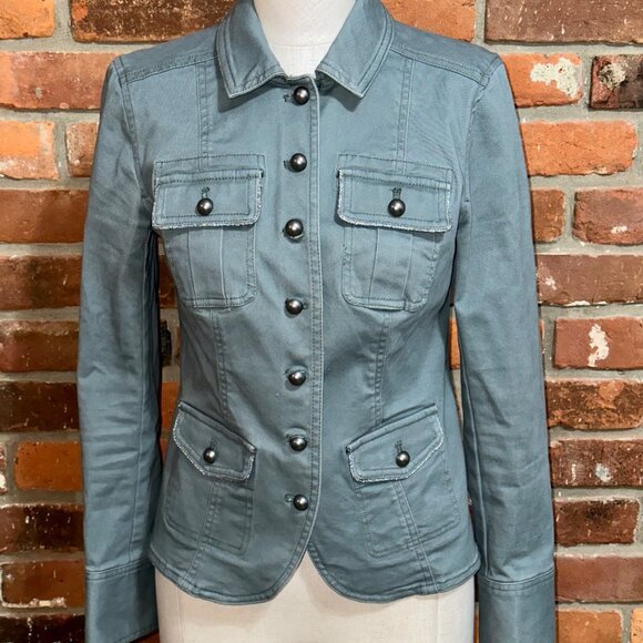 White House Black Market Green Military Jacket Size 2 - Picture 2 of 6